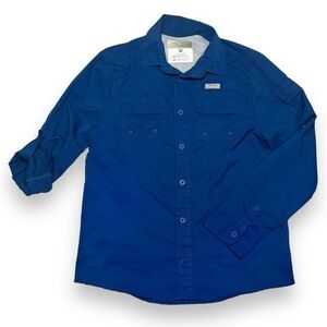 Ocean + Coast Boy’s Roll Tab Sleeve Fishing Shirt Blue Size Medium